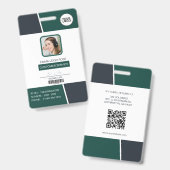 Modern Green Professional Employee Photo ID Ausweis (Vorder- & Rückseite)