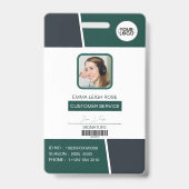 Modern Green Professional Employee Photo ID Ausweis (Vorderseite)