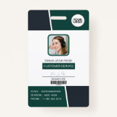 Modern Green Professional Employee Photo ID Ausweis (Vorderseite)