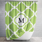 Modern Green Quatrefoil Monogramm Duschvorhang