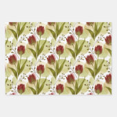 Modern Green Red Botanical Floral Watercolor Geschenkpapier Set (Vorderseite)