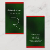 Modern Green Red Monogram Business Card Visitenkarte (Vorne/Hinten)