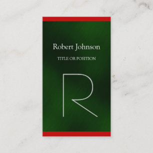 Modern Green Red Monogram Business Card Visitenkarte