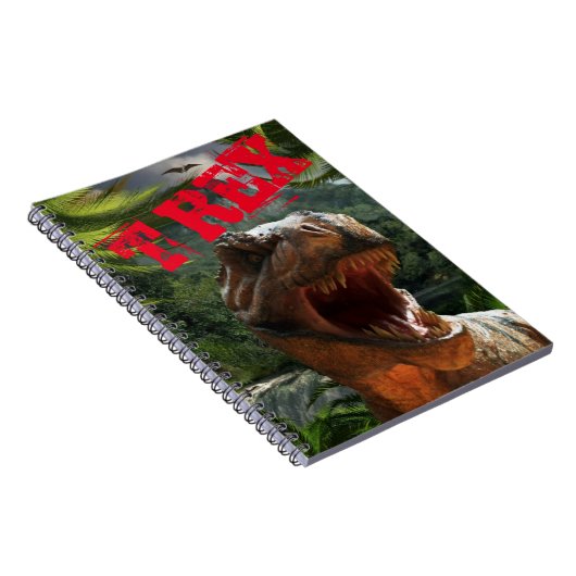 Modern Green Red T Rex Dinosaurier Boys Notizblock (Rechte Seite)