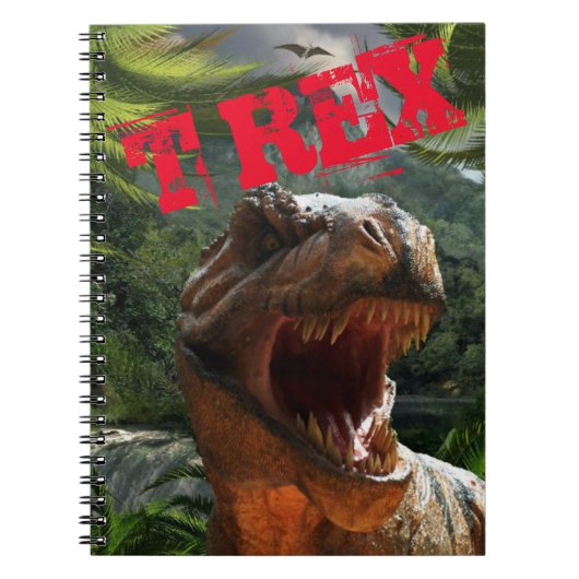 Modern Green Red T Rex Dinosaurier Boys Notizblock (Vorderseite)