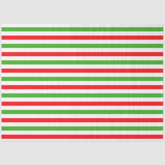 Modern Green Red White Strips Weihnachten Seidenpapier (Vorderseite)