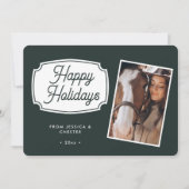 Modern Green Reitpferd Foto Weihnachtskarte Feiertagskarte (Vorderseite)