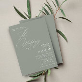 Modern Green Sage White Wedding Einladung