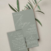Modern Green Sage White Wedding Einladung
