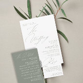 Modern Green Sage White Wedding Einladung