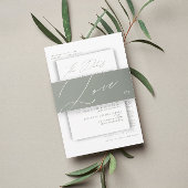 Modern Green Sage White Wedding Einladung