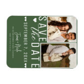 Modern Green Save the Date 2 Foto Wedding Magnet (Horizontal)