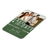 Modern Green Save the Date 2 Foto Wedding Magnet (Linke Seite)