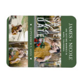Modern Green Save the Date Wedding 3 Fotos Magnet (Horizontal)