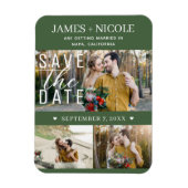 Modern Green Save the Date Wedding 3 Fotos Magnet (Vertikal)