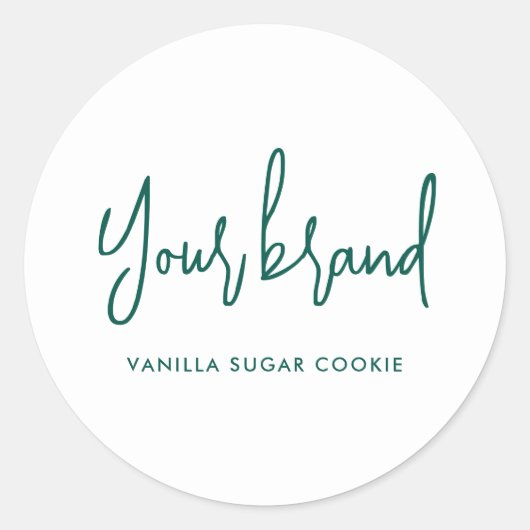 Modern Green Script Candle Product Label Runder Aufkleber (Vorderseite)