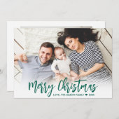 Modern Green Script Einfach 2 Foto Weihnachten (Vorne/Hinten)