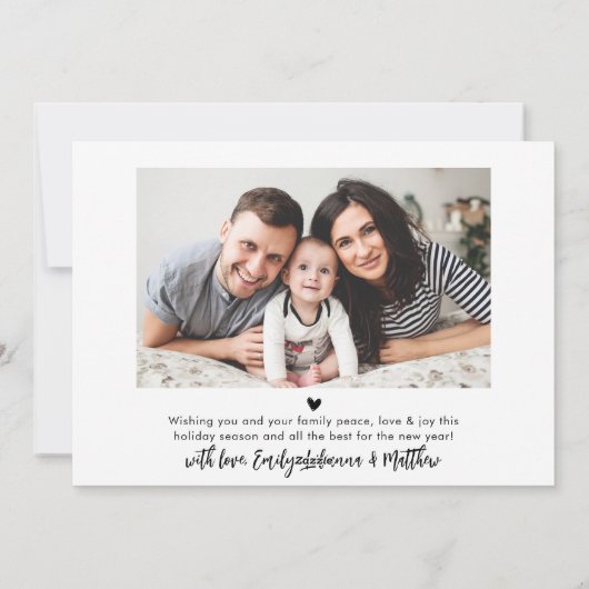 Modern Green Script Einfach 2 Foto Weihnachten (Rückseite)