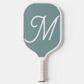 Modern Green Script Monogram Pickleball Schläger (Rückseite)