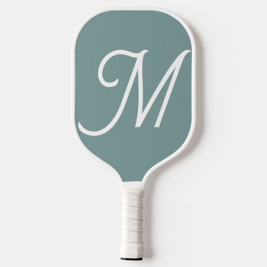Modern Green Script Monogram Pickleball Schläger (Rückseite)
