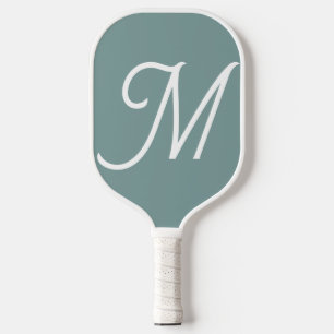 Modern Green Script Monogram Pickleball Schläger