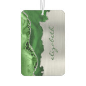Modern Green Silver Agate Metallic Autolufterfrischer (Rückseite)