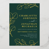 Modern Green Simple Greenery Gold Folieneinladung (Vorderseite)