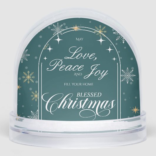 Modern Green Snowflake Christmas Photo Schneekugeln (Vorderseite)