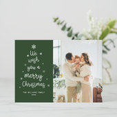 Modern Green Snowflake Frohe Weihnachten Foto (Stehend Vorderseite)