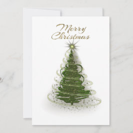 Modern Green Spiral Christmas Tree holiday card  Feiertagskarte