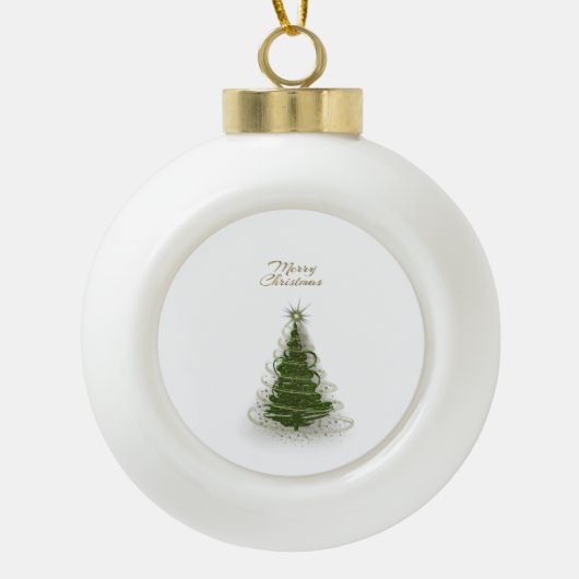 Modern Green Spiral Christmas Tree ,round ornament (Vorderseite)