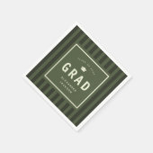 Modern Green Sporty Stripes Graduation Party Serviette (Ecke)