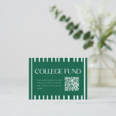 Modern Green Striped College Fund QR Code Begleitkarte (Stehend Vorderseite)
