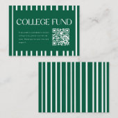 Modern Green Striped College Fund QR Code Begleitkarte (Vorne/Hinten)
