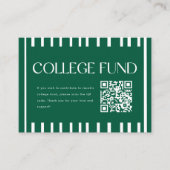 Modern Green Striped College Fund QR Code Begleitkarte (Vorderseite)