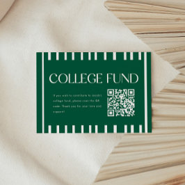 Modern Green Striped College Fund QR Code Begleitkarte