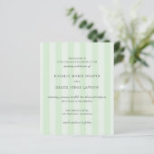 Modern Green Stripes Elegant Budget Wedding Invite (Stehend Vorderseite)