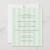 Modern Green Stripes Elegant Budget Wedding Invite (Vorderseite)