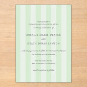 Modern Green Stripes Elegant Wedding Acryleinladungen (Vorderseite)