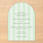 Modern Green Stripes Elegant Wedding Acryleinladungen (Vorderseite)