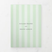 Modern Green Stripes Elegant Wedding Dreifach Gefaltete Einladung (Cover)