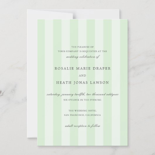 Modern Green Stripes Elegant Wedding Magneteinladung (Vorderseite)