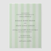 Modern Green Stripes Elegant Wedding Pergament Einladungen (Vorderseite)