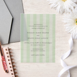 Modern Green Stripes Elegant Wedding Pergament Einladungen