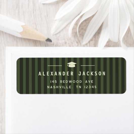 Modern Green Stripes Graduation Return Address (Insitu)