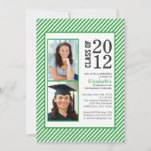 Modern Green Strips Foto Abschluss Einladung (Vorderseite)