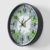 Modern Green Succulator floral monogram m Uhr (Winkel)
