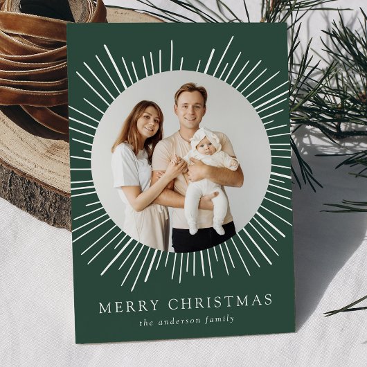 Modern Green Sunburst Frohe Weihnachten 2 Foto