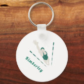 Modern Green Swimmer Illustration Schwimmthema Schlüsselanhänger (Vorderseite)