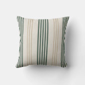Modern Green Ticking Stripe Linen Texture Kissen (Rückseite)